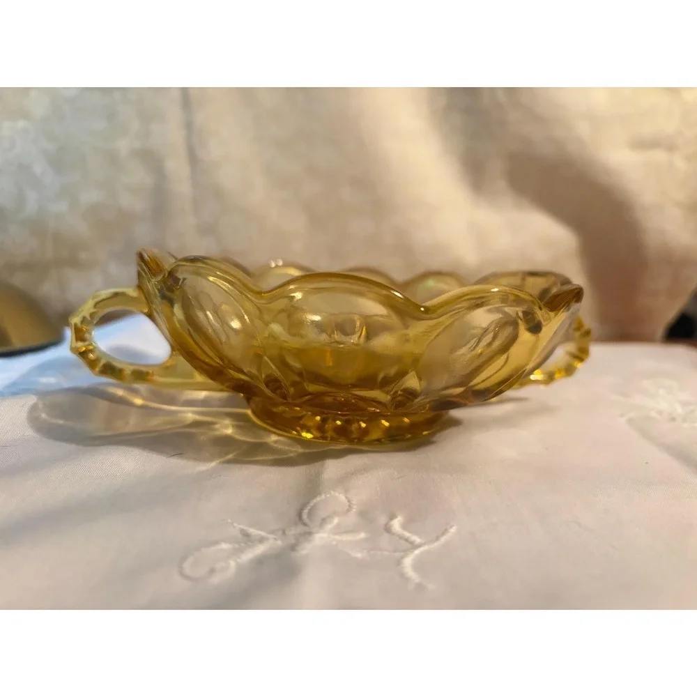 Vintage Amber Glass Candy Dish – MCM Honey Gold Bon Bon Bowl